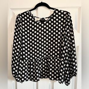 Express Black and White Polka Dot Top